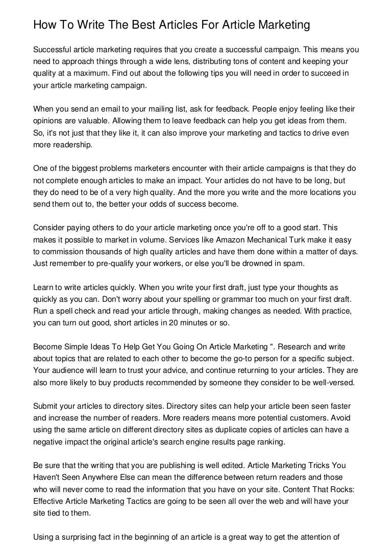 How To Write The Best Articles For Article Marketing