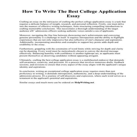 How To Write The Best College Application Essay
