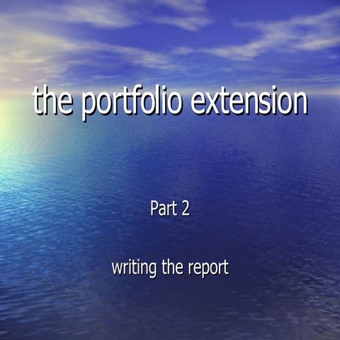 How To Write The Portfolio Extension
