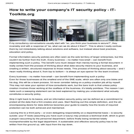 How to write your company's it security policy   it-toolkits
