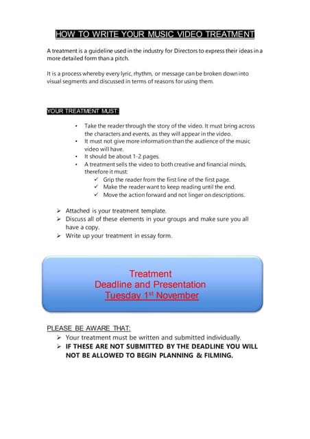 How to write your music video treat...