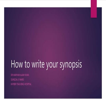 How to write your synopsis