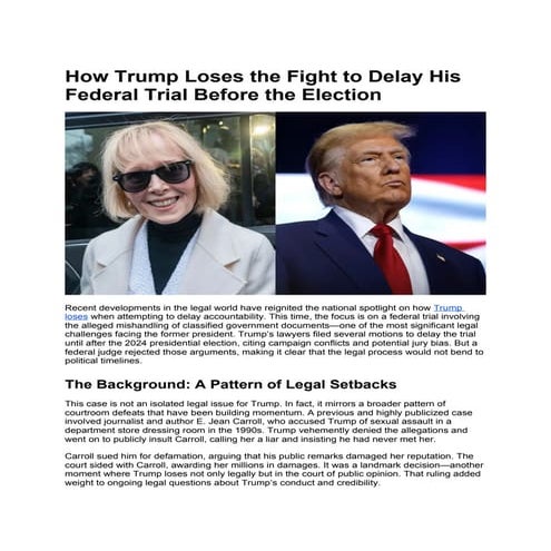 How Trump Loses the Fight to Delay His Federal Trial Before the Election