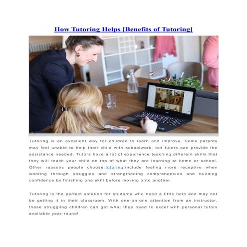 How tutoring helps [benefits of tutoring]