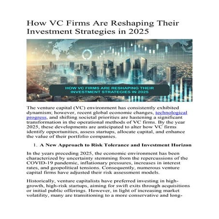 How VC Firms Are Reshaping Their Investment Strategies in 2025