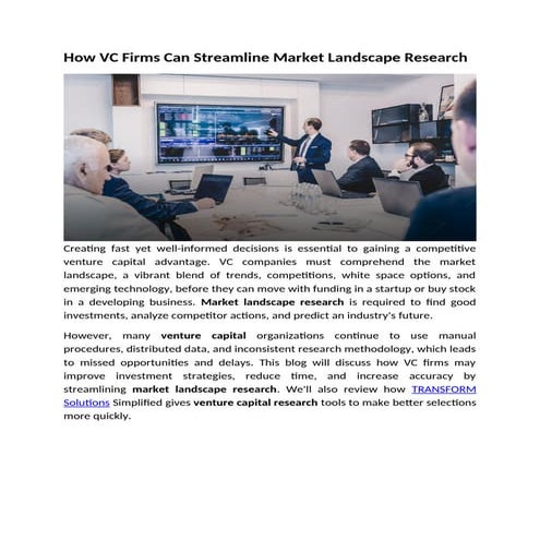 How VC Firms can streamline market landscape research