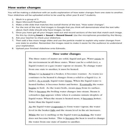 How water changes power point activity