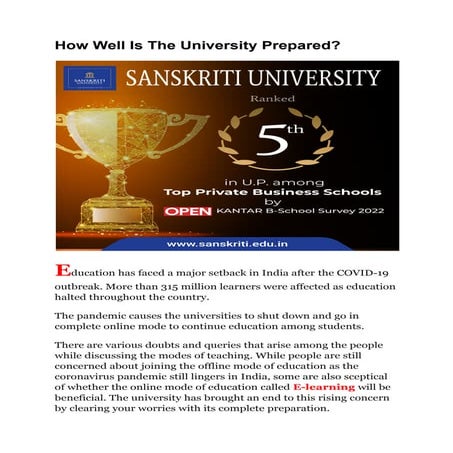 How well is the university prepared