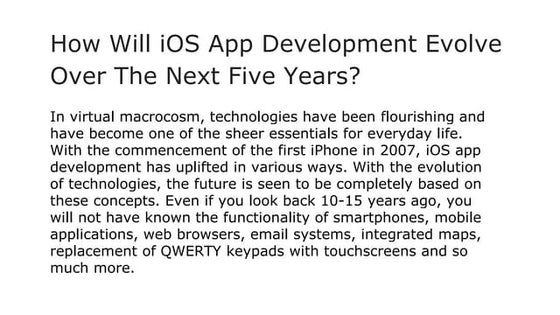 Unveiling the Evolution of iOS App Development | PDF