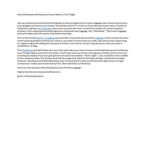 How Shelfpack will help you have a Worry-Free Flight