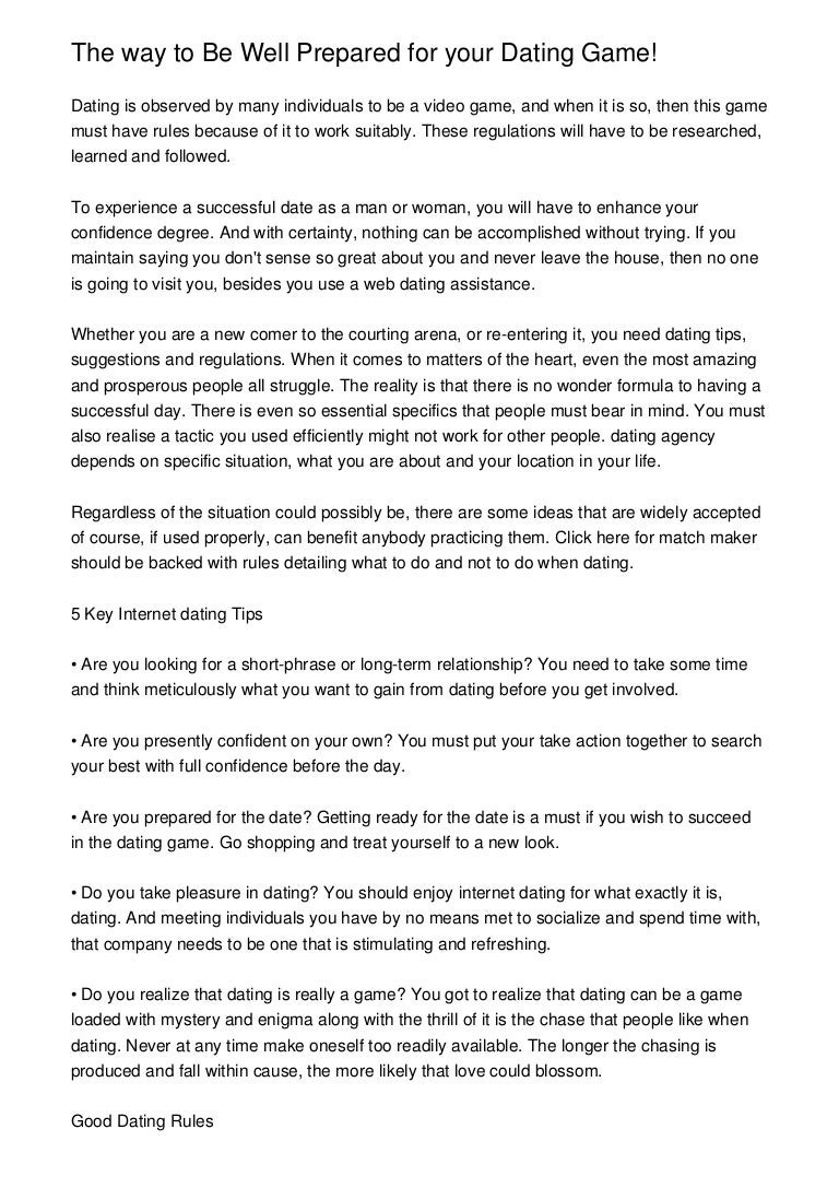 The Way To Be Well Prepared For Your Dating Game 