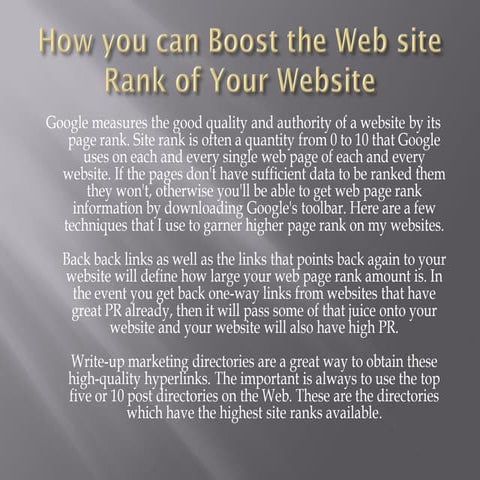 How you can boost the web site rank