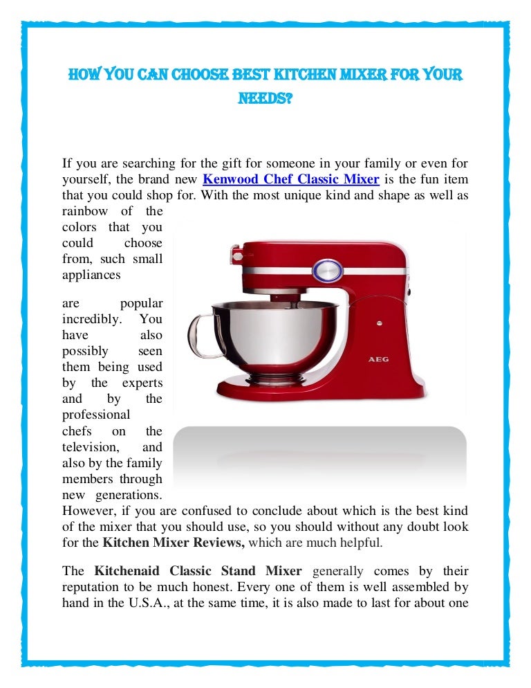 How You Can Choose Best Kitchen Mixer For Your Needs
