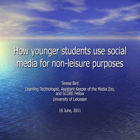 How younger students use social media for non-leisure purposes