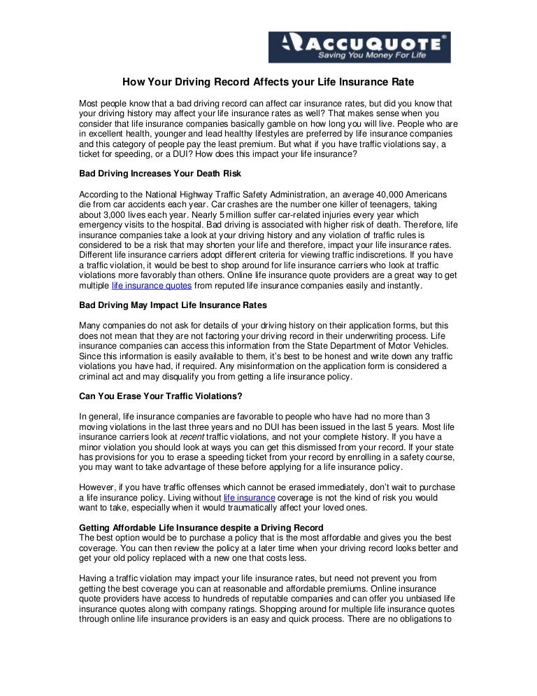How Your Driving Record Affects Your Life Insurance Rate