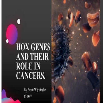 Hox genes and their role in cancers. | PDF