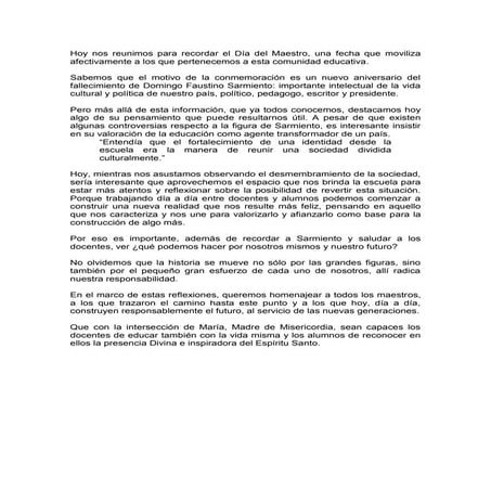 Hoy nos reunimos para recordar el día del maestro