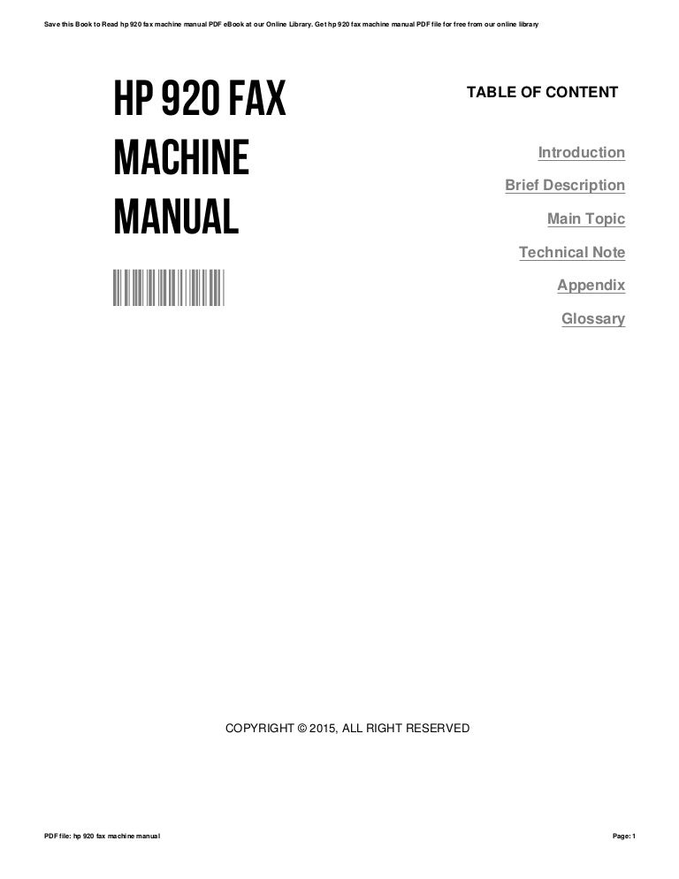 Hp 920-fax-machine-manual