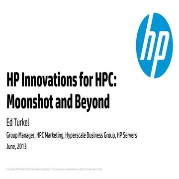 HP Innovation for HPC – From Moonshot and Beyond