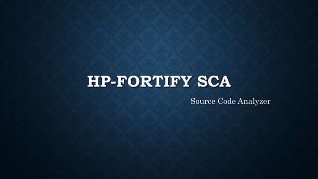 Hp fortify source code analyzer(sca)