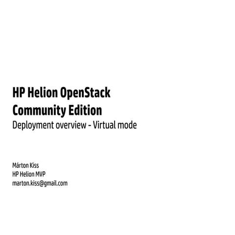 HP Helion OpenStack Community Edition Deployment