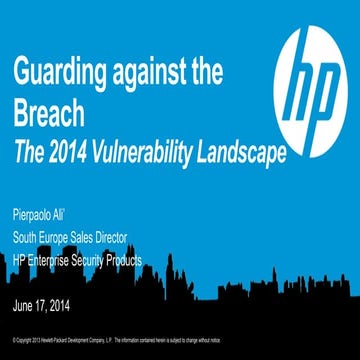HP Software Performance Tour 2014 - Guarding against the Data Breach