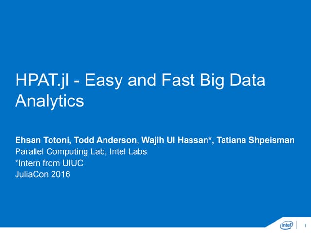 HPAT presentation at JuliaCon 2016