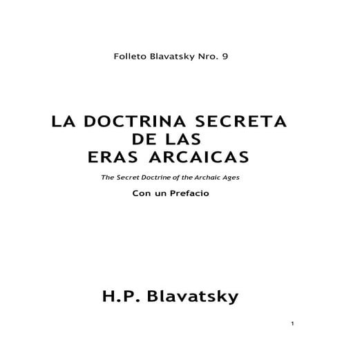 H. P. Blavatsky :: La doctrina secreta de las eras arcaicas