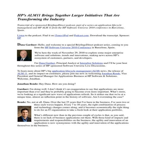 HP's ALM11 Brings Together Larger Initiatives That Are Transforming the Industry