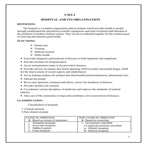 Hospital and its organization | PPTX