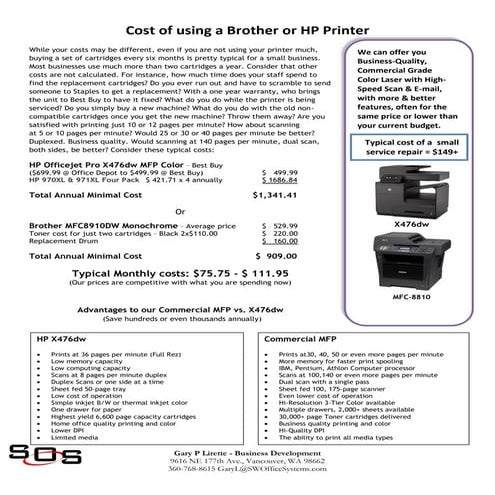 The Cost of Using You Brother or HP Printer vs a Commercial Copier