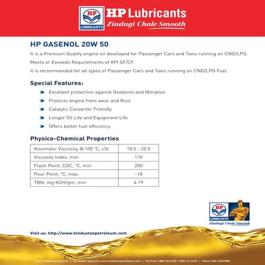 Hpcl ds auto_lubricants_digital_brochure hp gasenol 20_w 50