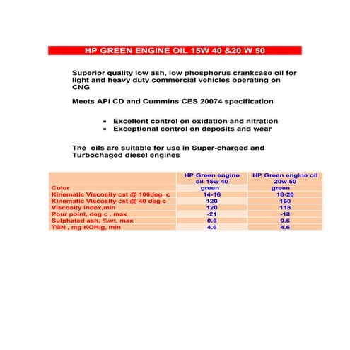 Hpcl gas engine oils
