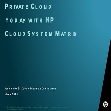 HP Cloud System Matrix Overview