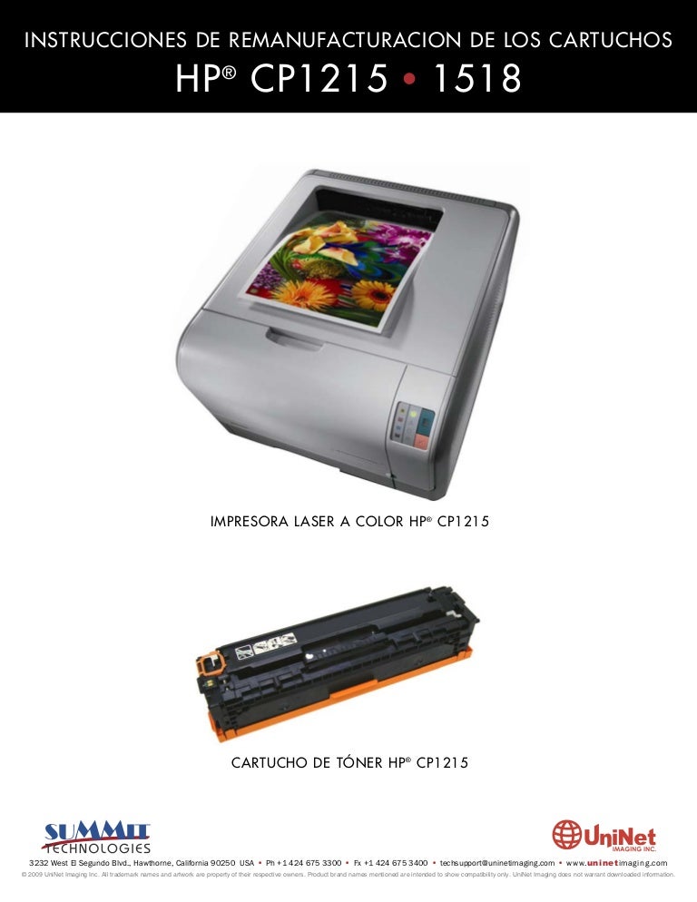 Manual de Recarga HP CP1215 | 1518 Espanhol.