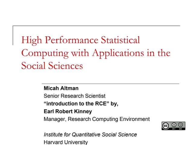 High Performance Statistical Computing