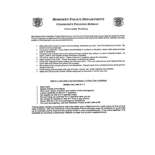 HPD Community Police Safety Workshop | PDF