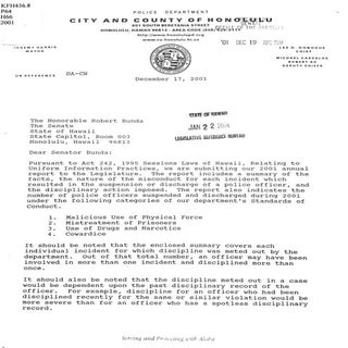 HPD 2001 disciplinary report