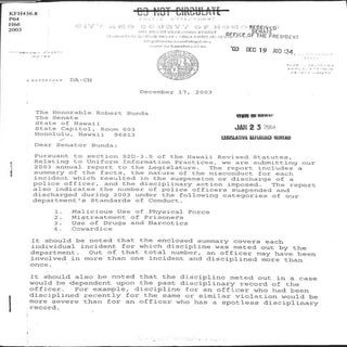 HPD 2003 disciplinary report