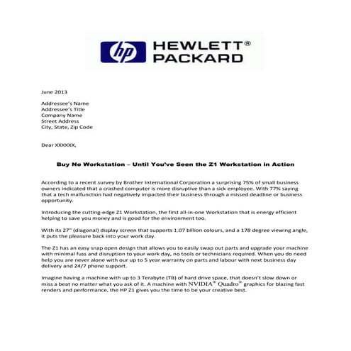 Hp direct mail letter | PDF