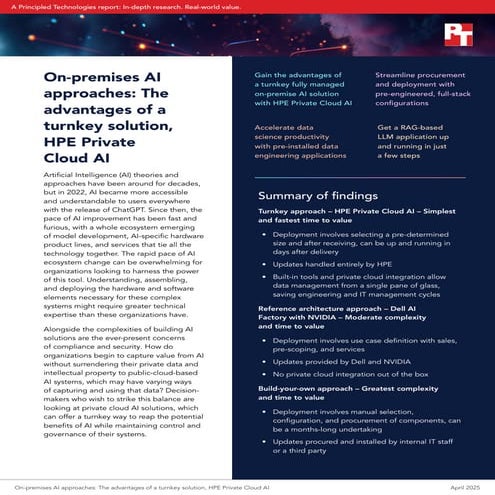 On-premises AI approaches: The advantages of a turnkey solution, HPE Private ...