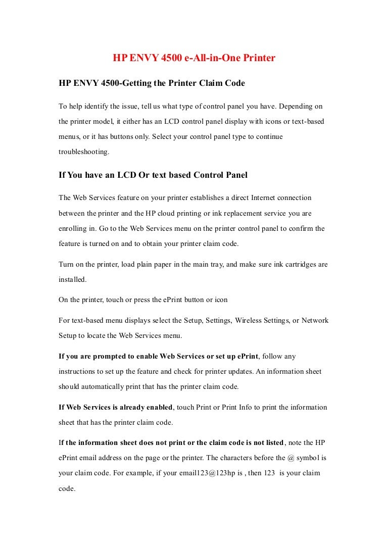 find claim code on hp printer