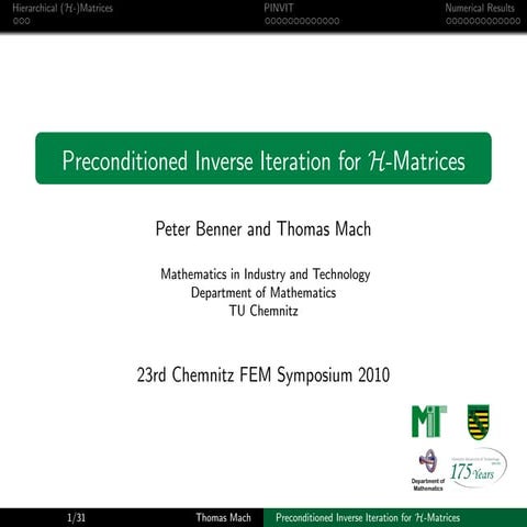 Preconditioned Inverse Iteration for Hierarchical Matrices