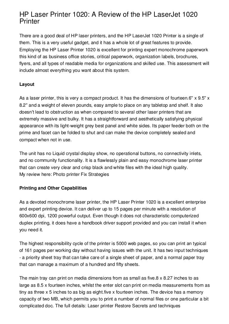 hp 1020 printer review
