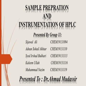 HPLC Sample Preparation and Instrumentatio