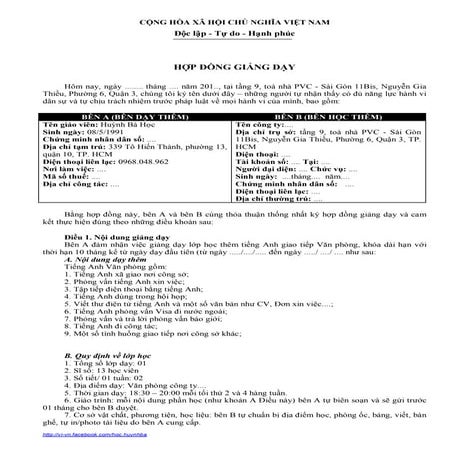 Hợp đồng giảng dạy (mẫu)