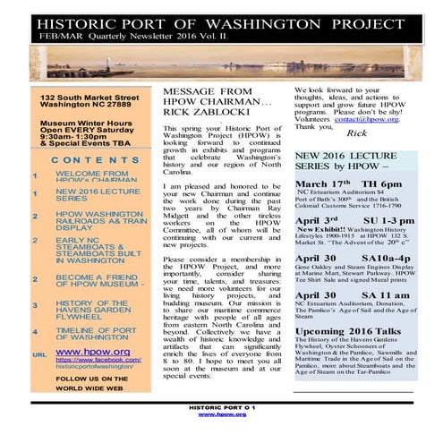 Newsletter 2 HISTORIC PORT OF WASHINGTON  Mar 11.16.