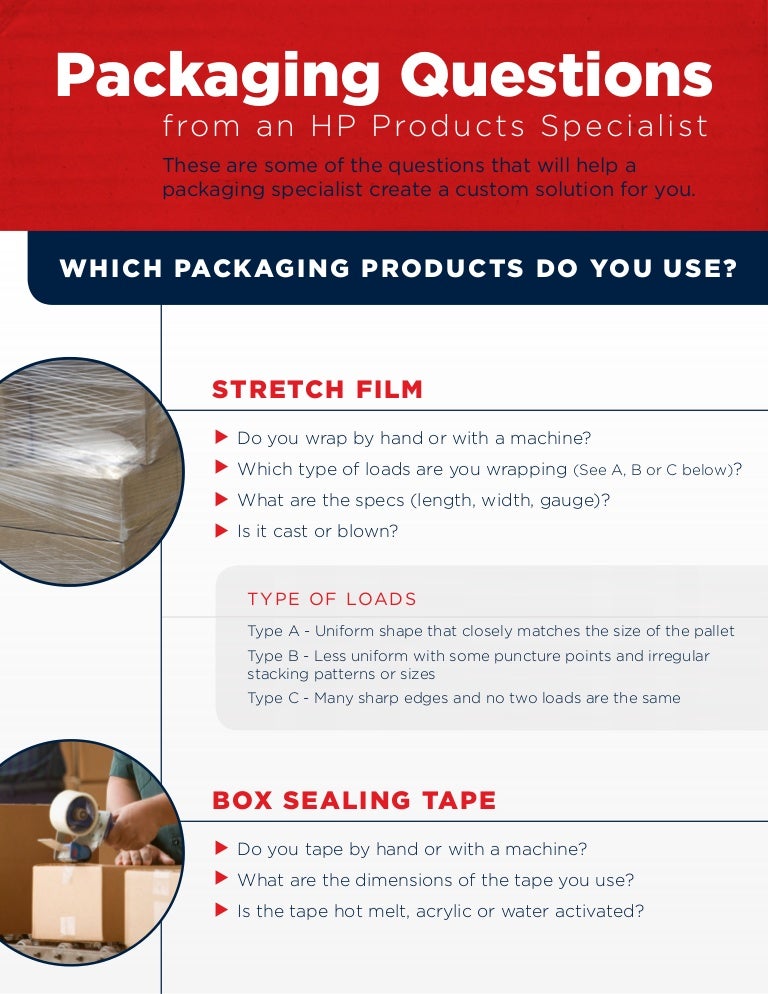 Packaging Questions from an HP Products Specialist