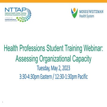 Health Professions Student Training Webinar: Assessing Organizational Capacity