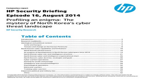 Profiling an enigma: The mystery of North Korea’s cyber threat landscape